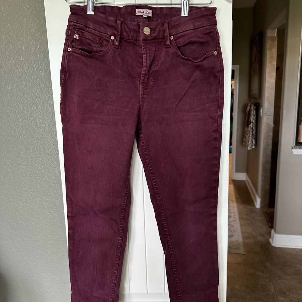 Dear John jeans, maroon, skinny jeans, size 27, used, ok condition